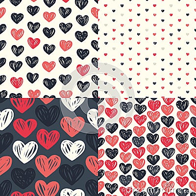 Etro seamless pattern with colorful hearts Vector Illustration